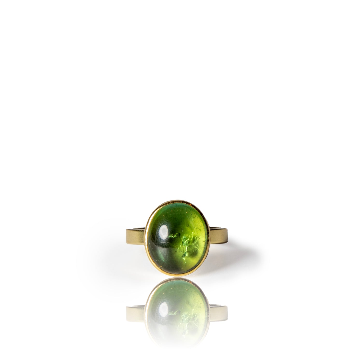 Green Tourmaline Oval Cabochon Ring