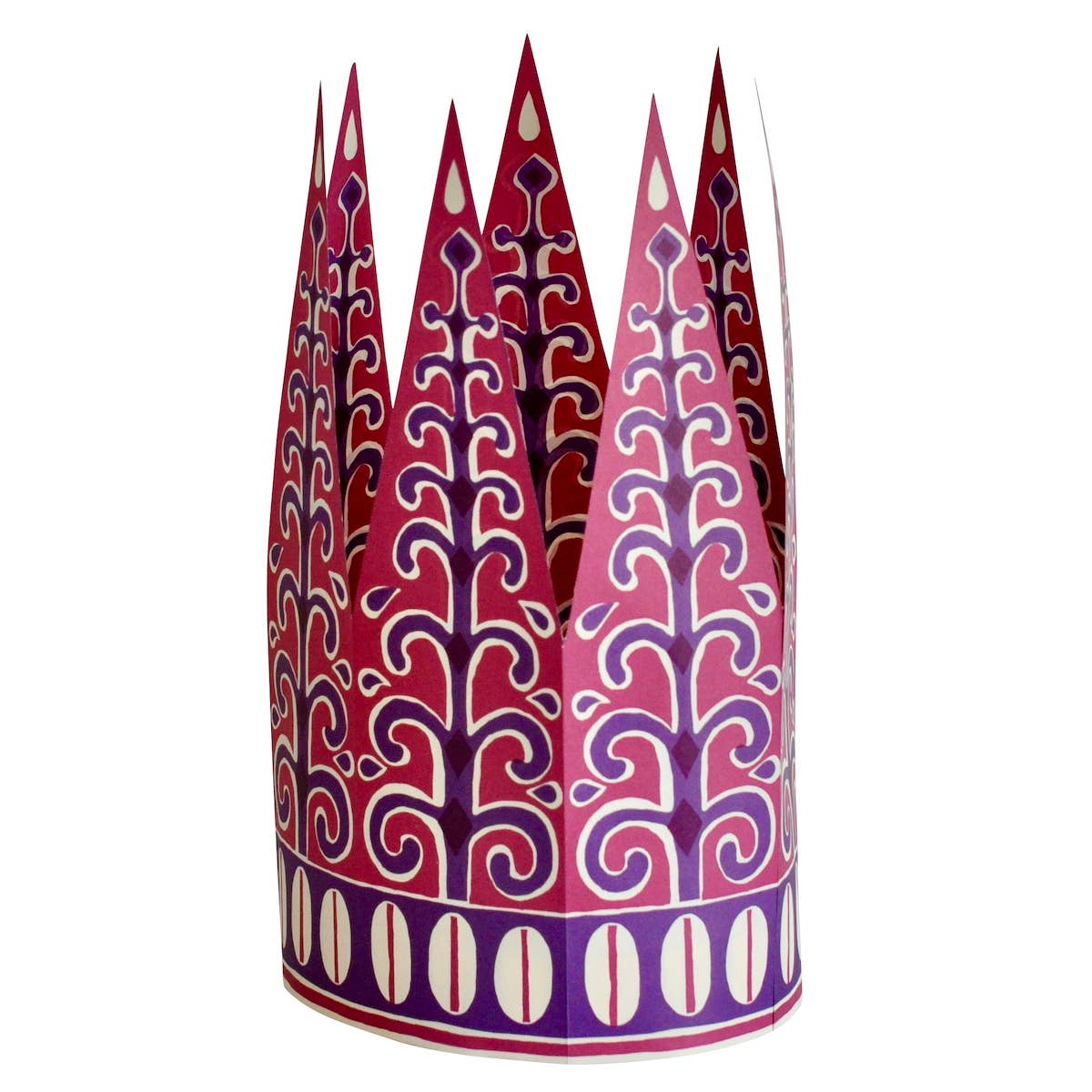 Decorative paper hat with a geometric pattern on a white background