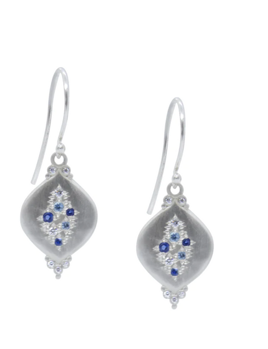 Raindrop Earrings with Aqua and Sapphire