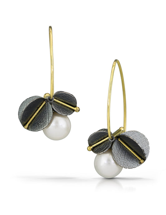 Hanging Blossom Earrings with Fresh Water Pearls