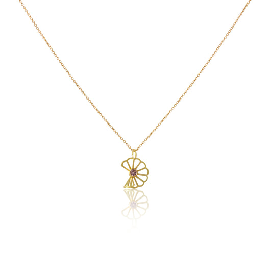 Petite Cloud Fold Necklace in 18k Yellow Gold with Malaya Garnet
