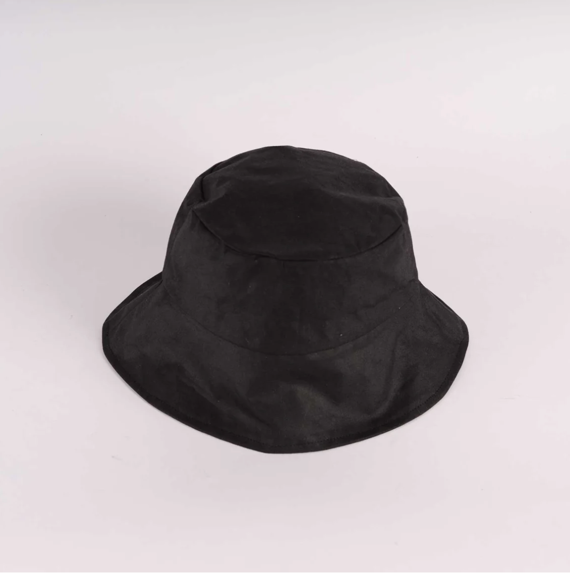 Black Waxed Cotton Bucket Hat