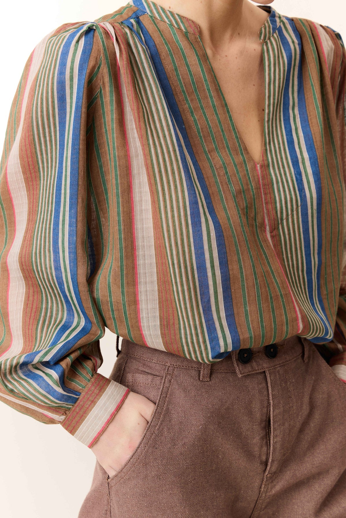 Picture of woman wearing stripy top.