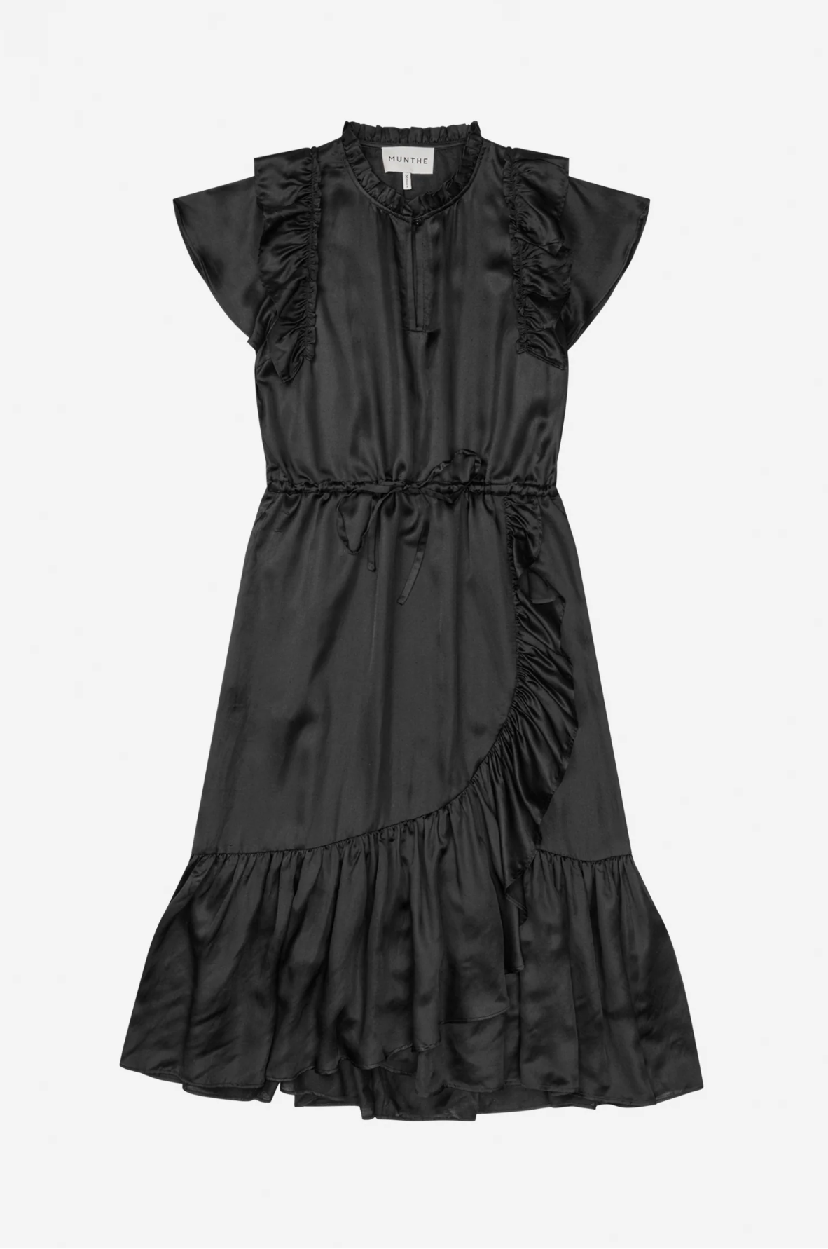 black silk wrap style dress