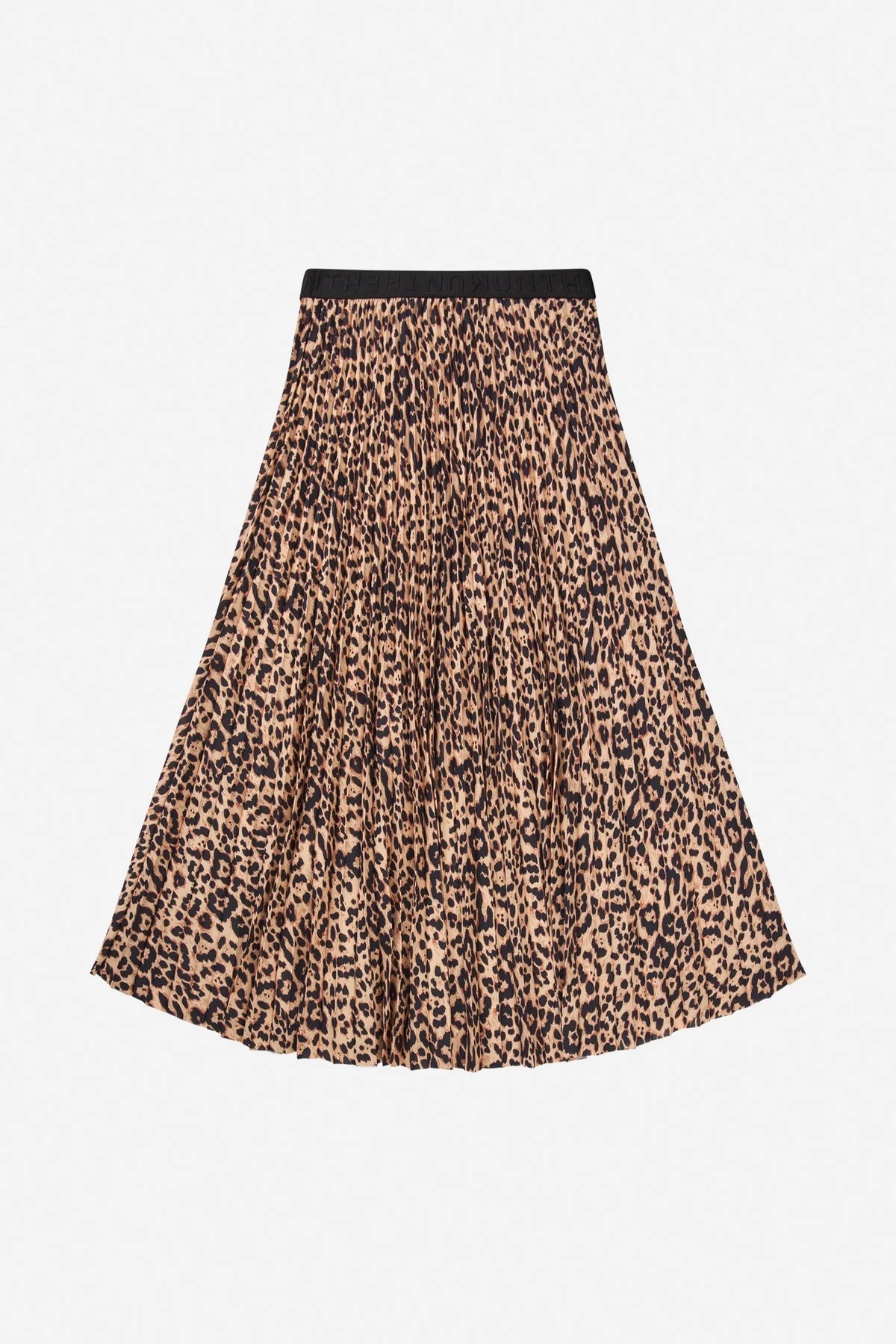 Picture of a leopard print pleated skirt.