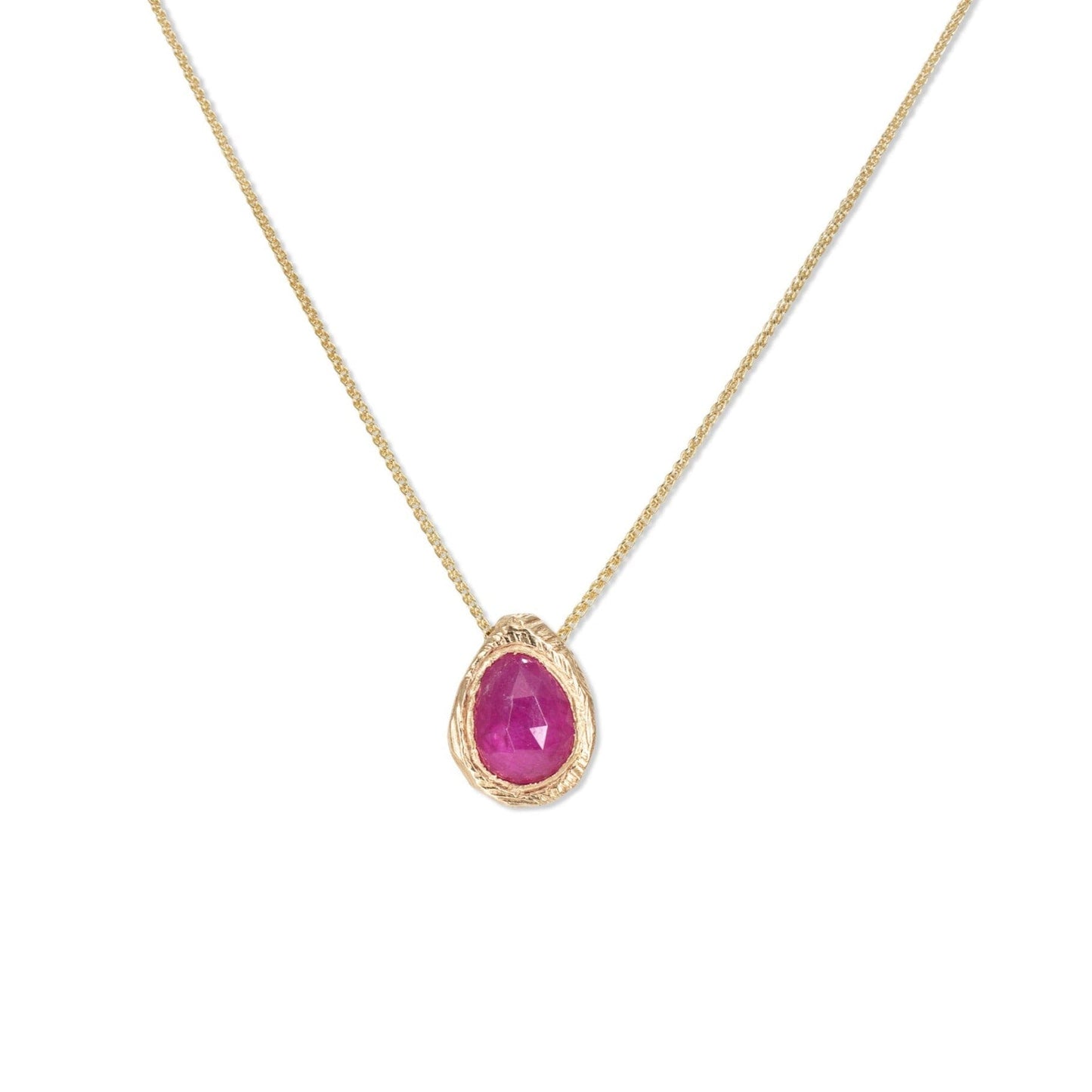 18k Gold Freeform Slider Necklace with Ruby
