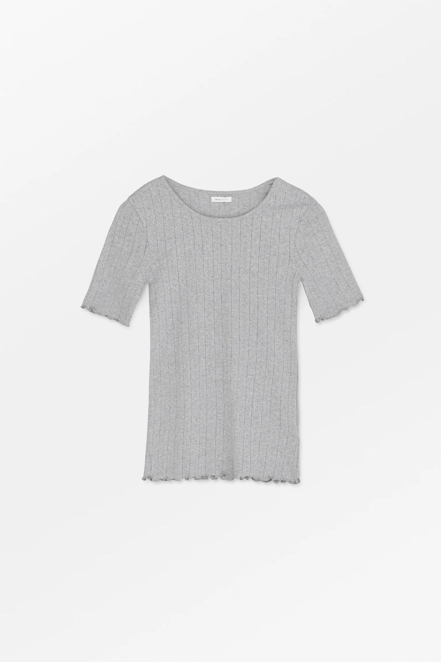 Gray ribbed t-shirt on a white background