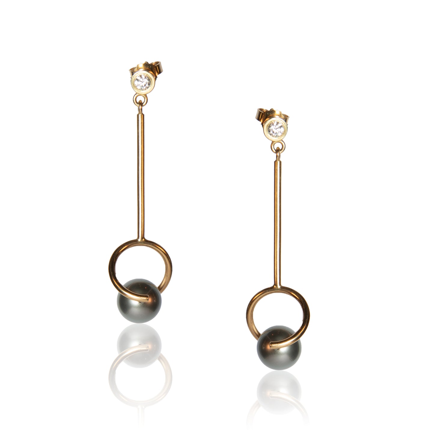 Twist Earrings with Tahitian Pearls and Diamonds