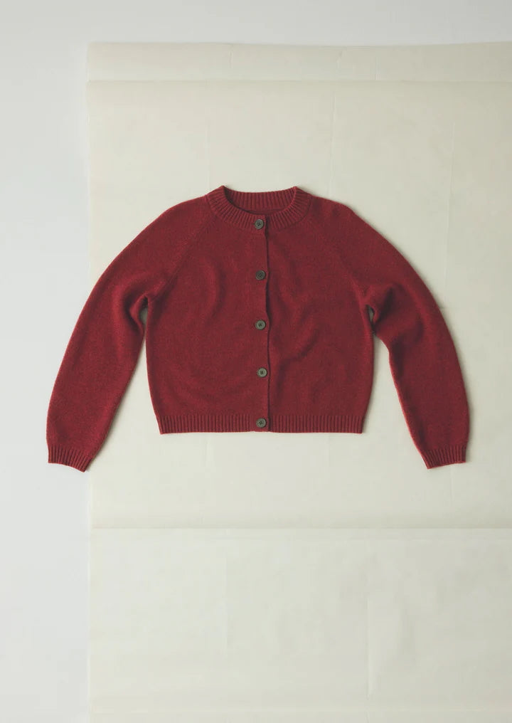 Red cardigan on a white background