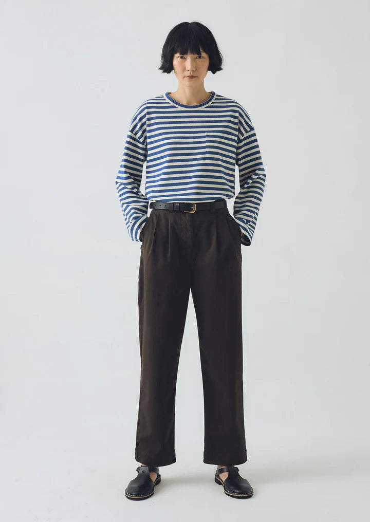 Bold Stripe Boxy Tee Delft Blue/Ecru