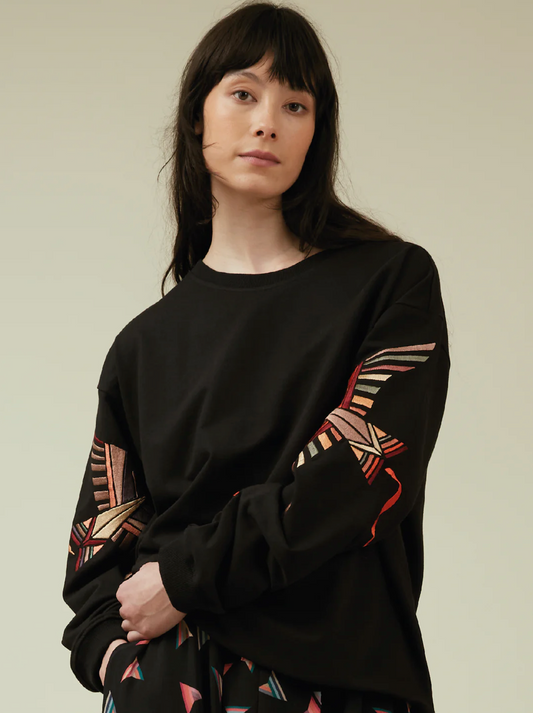 Relaxed Sweatshirt Black Embroidered