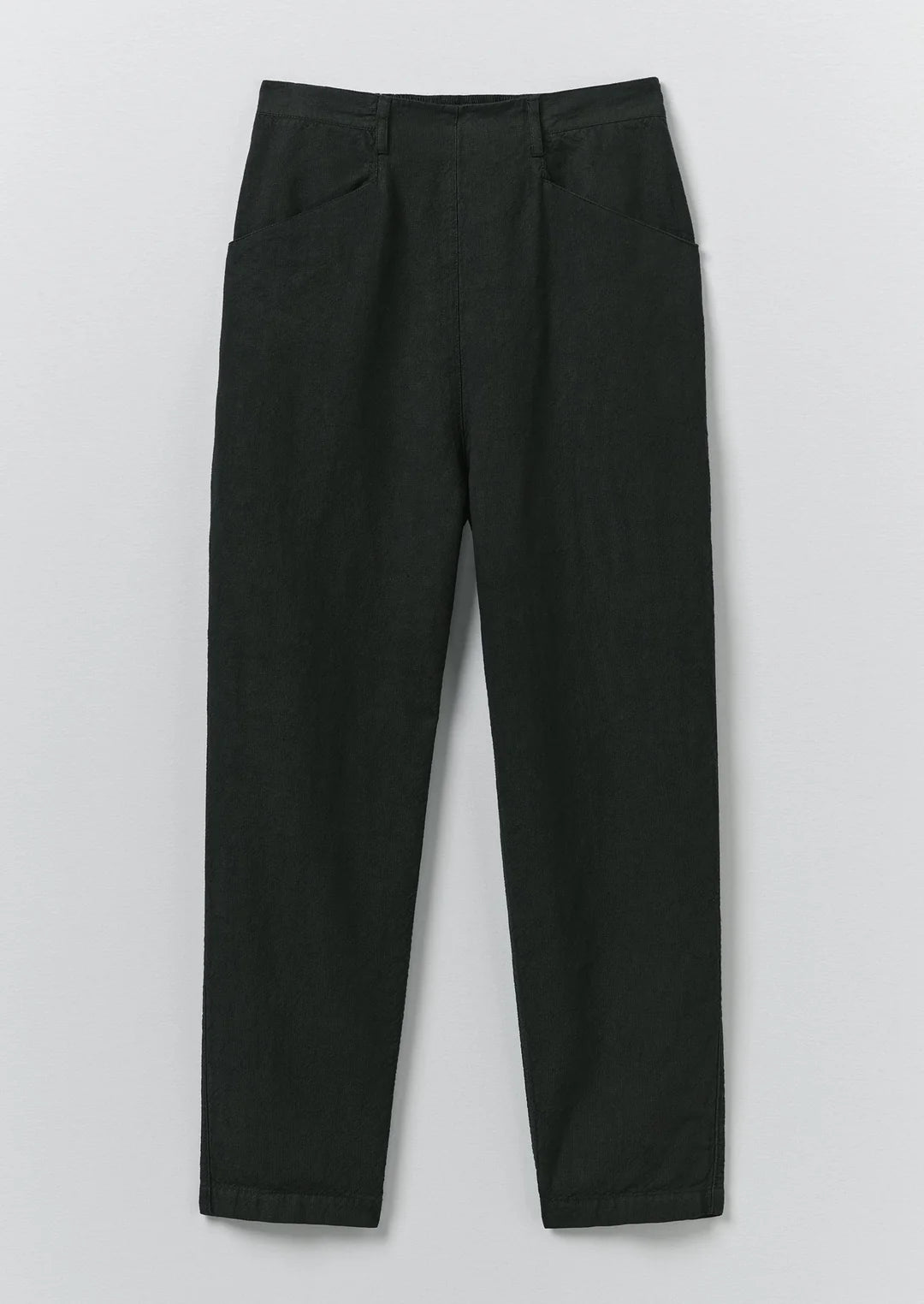 Black pants on a light gray background