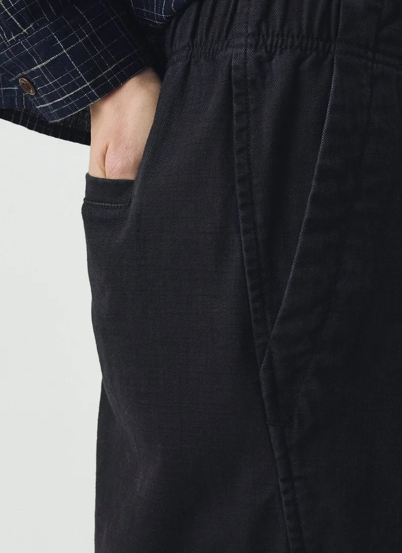 Cotton Twill Pull On Pants Blue Black
