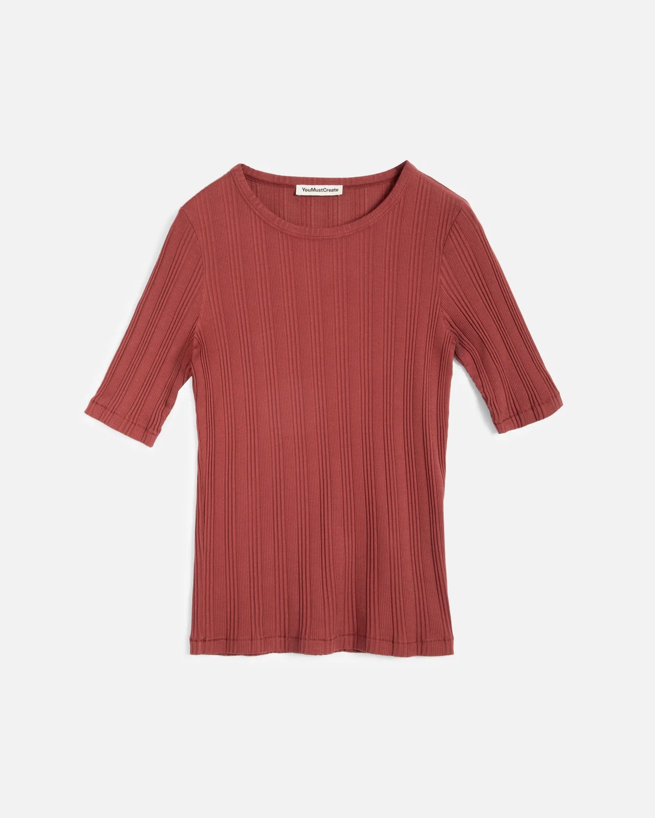 Burgundy ribbed sweater on a white background