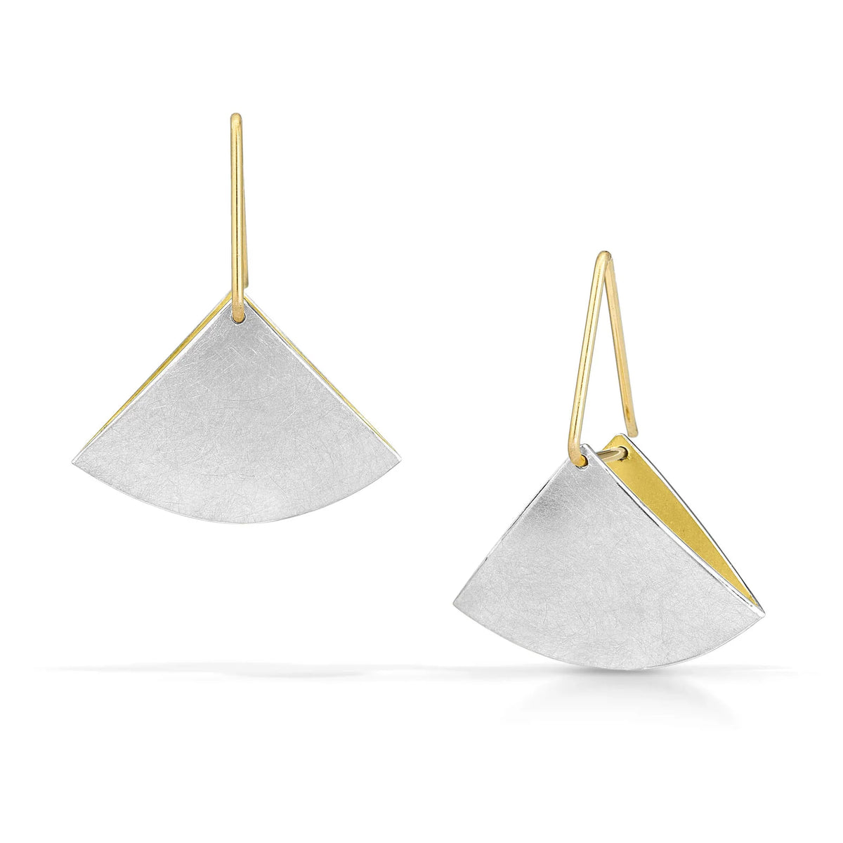Fan Earrings with Bimetal Gold Interior