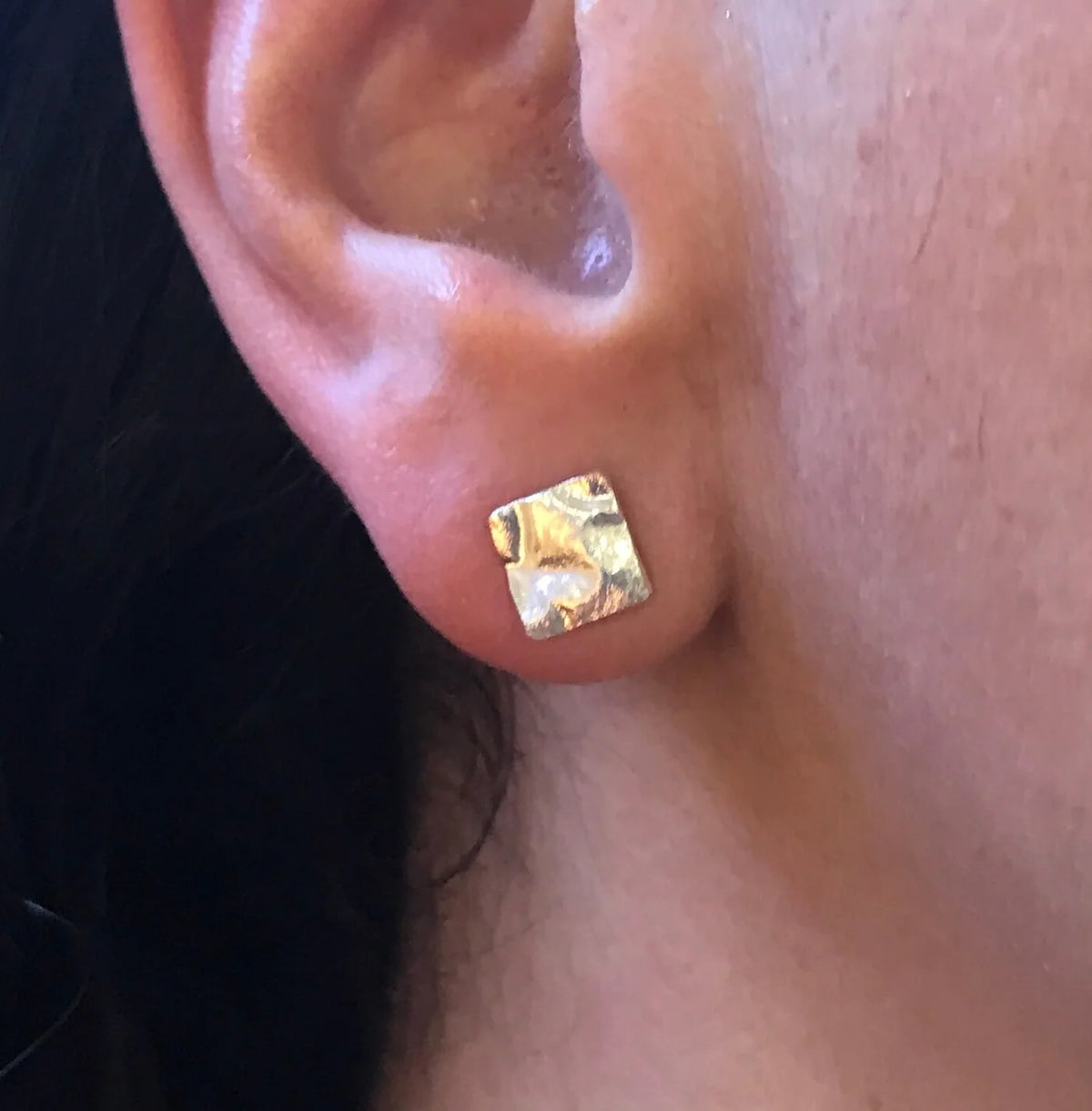 Small Astra Reticulated Square Earring in Sterling Silver