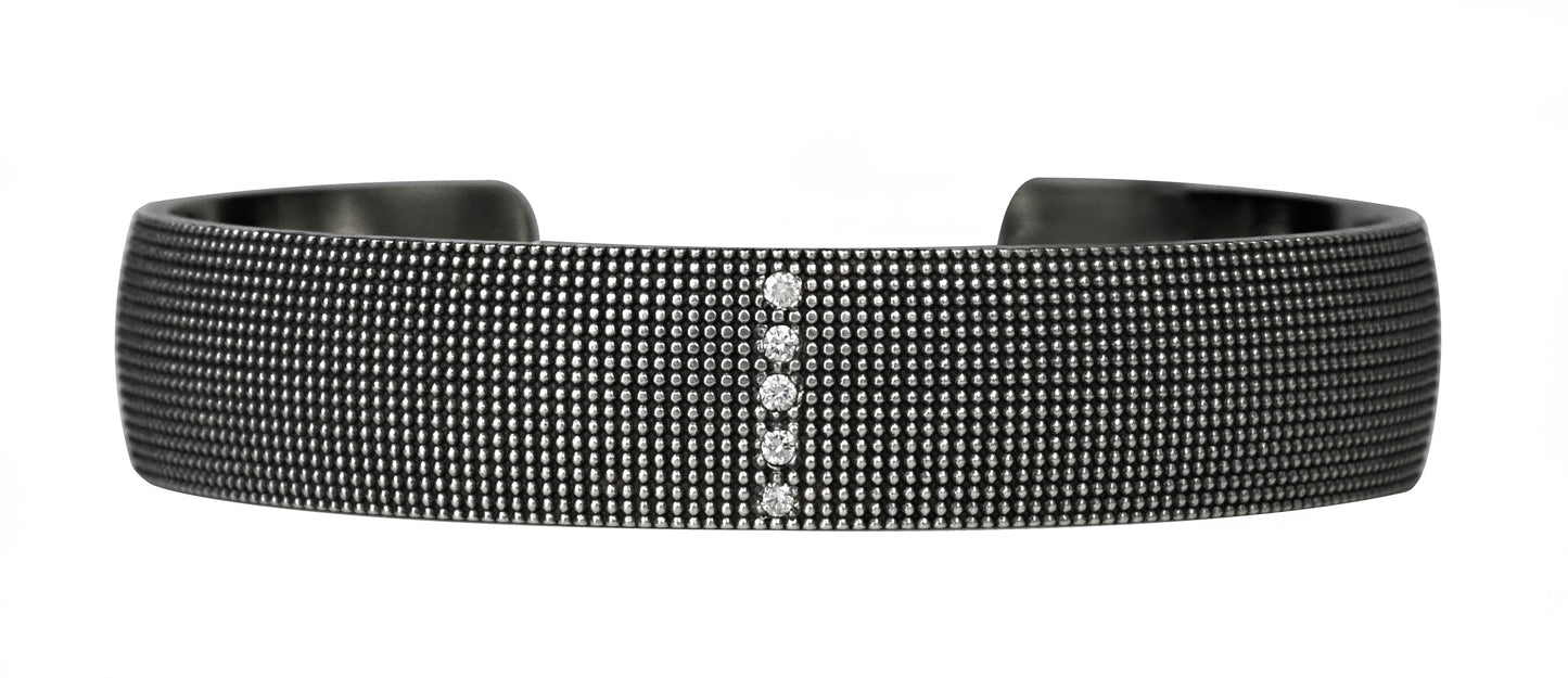 Ria Blackened Silver Cuff with Diamonds