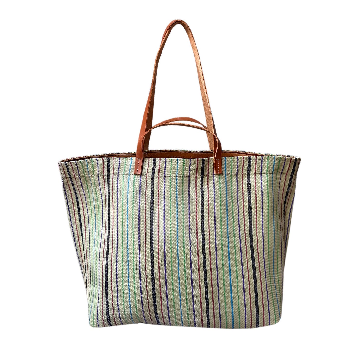 Picture of striped tote bag.