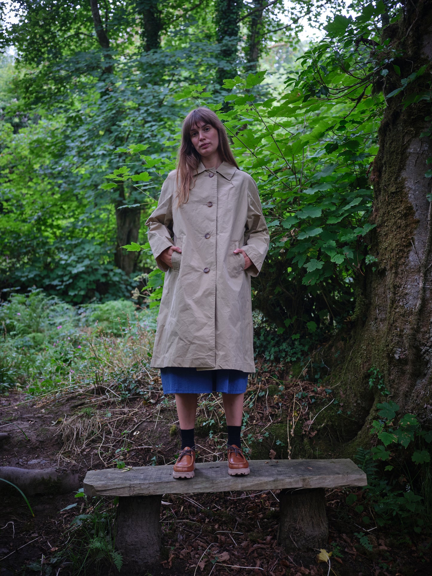 Waxed Cotton Louis Coat Beige