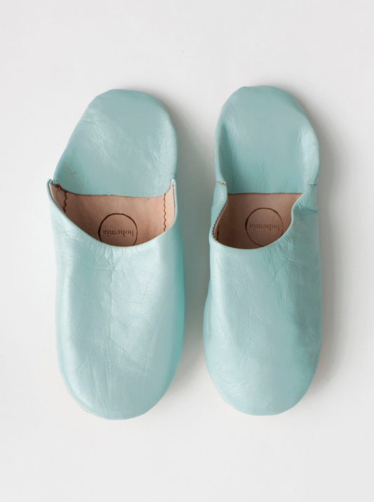Babouche Moroccan Slippers Powder Blue
