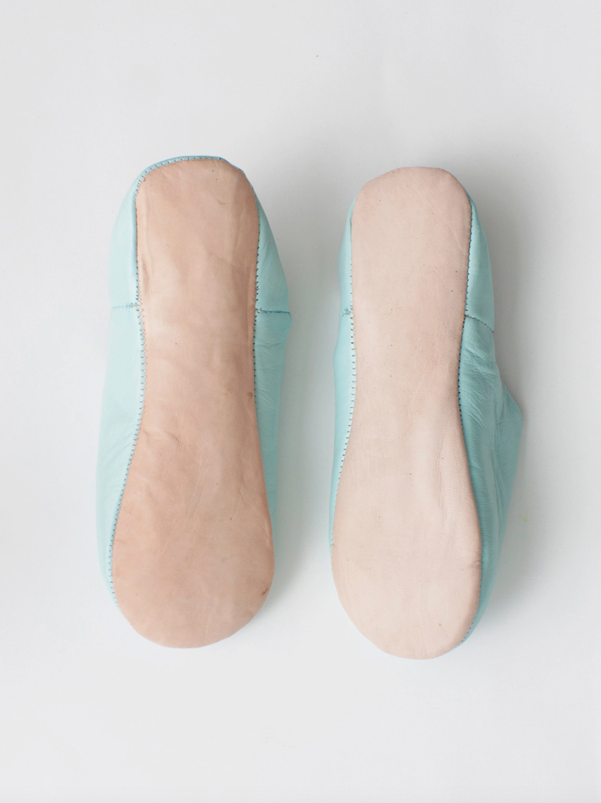Babouche Moroccan Slippers Powder Blue