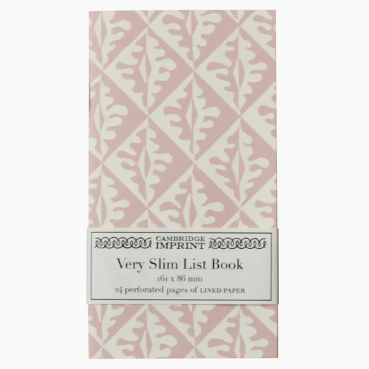 slip note book with pink oak leaf illustration