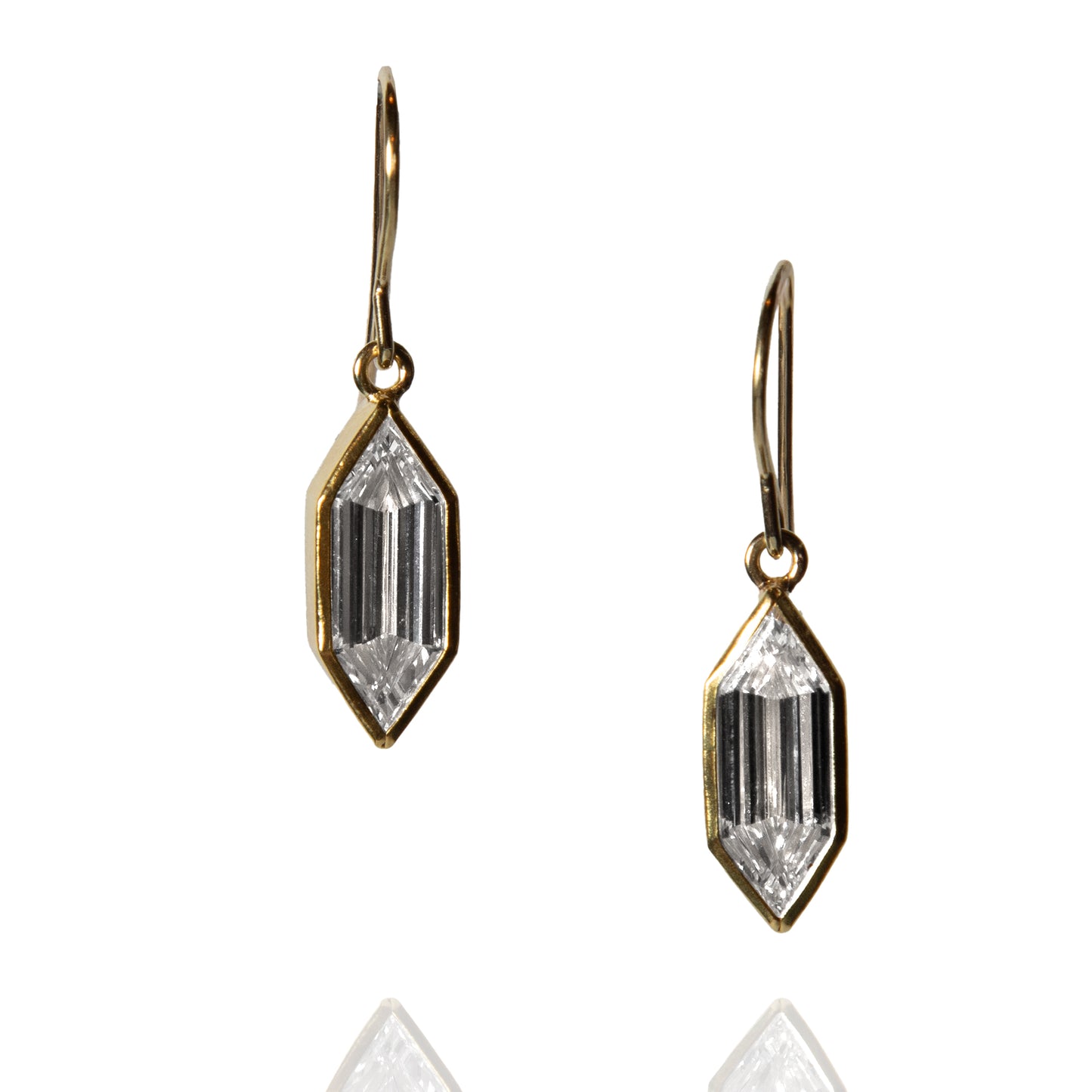 Elongated Hexagon Earrings with Lab Grown Diamonds