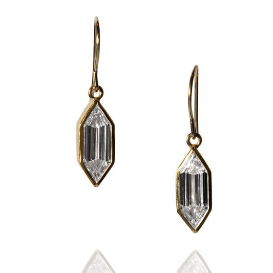 Elongated Hexagon Earrings with Lab Grown Diamonds