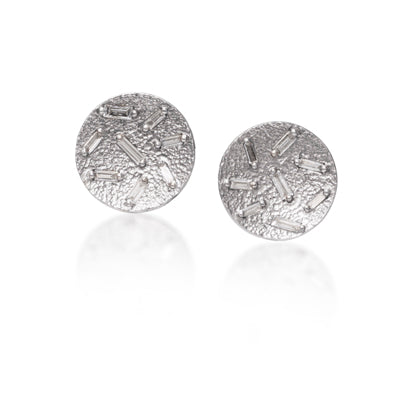 Ice Circle Post Earrings in Palladium