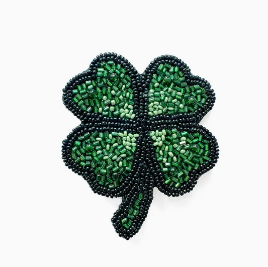 Beaded clover brooch