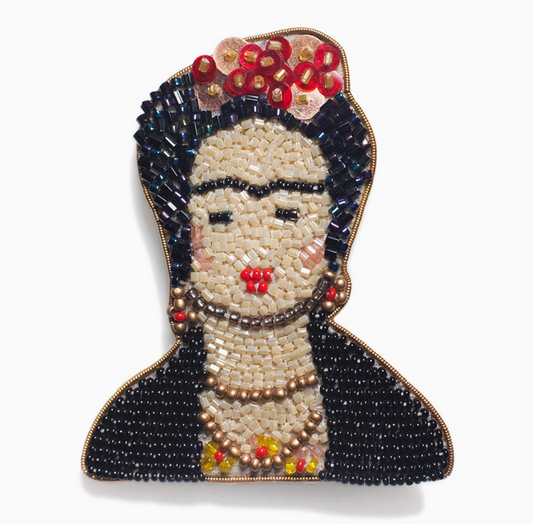 Beaded Frida Kahlo brooch