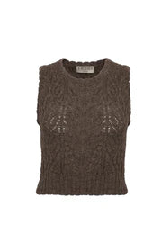 Brown knitted vest on a white background