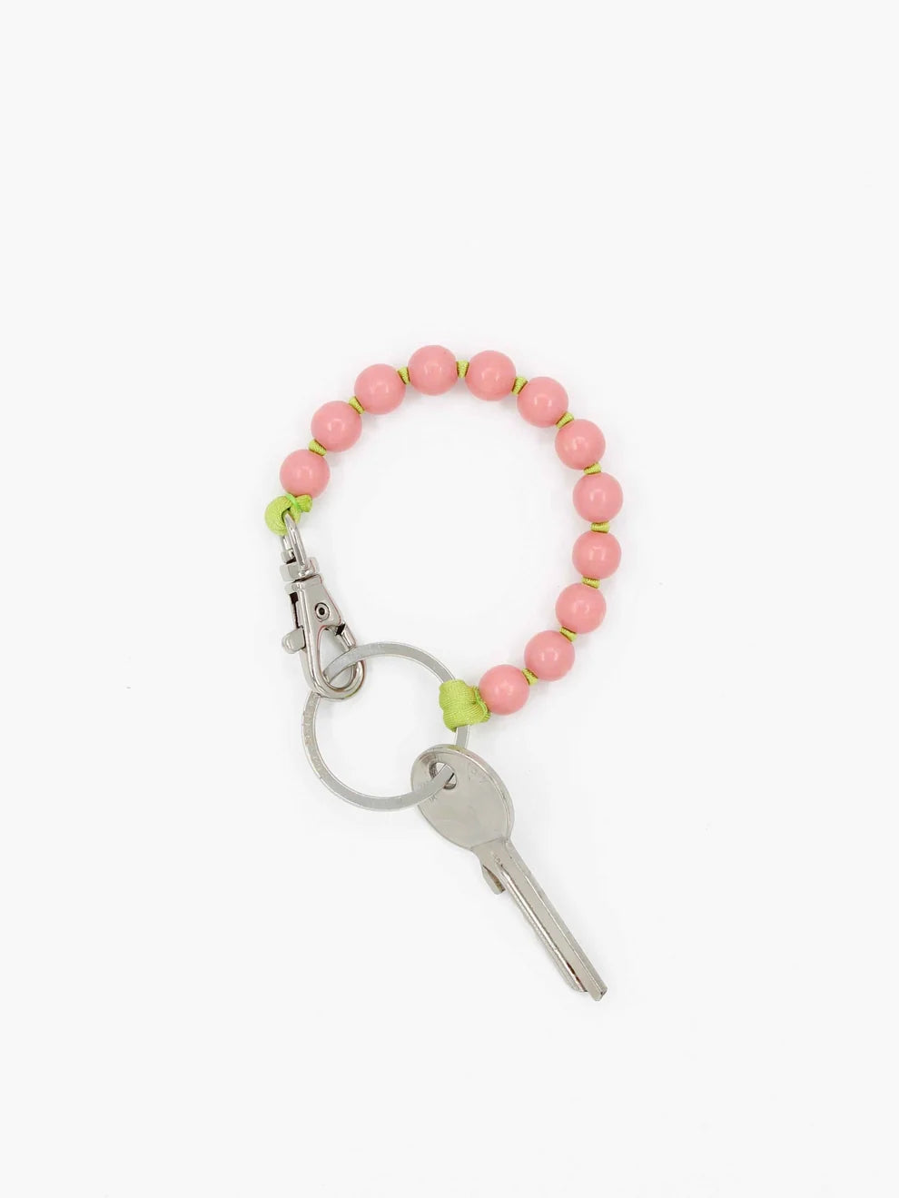 Key Holder with Blush Beads and Lime Thread