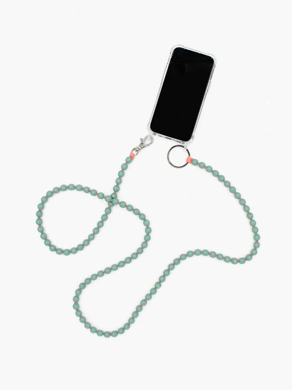 Phone case with a beaded lanyard on a white background