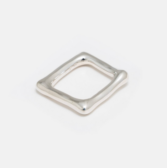 Organic shaped square silver ring