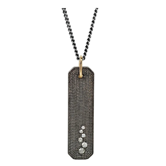 Royce Pendant Blackened Steel with Cascading Diamonds