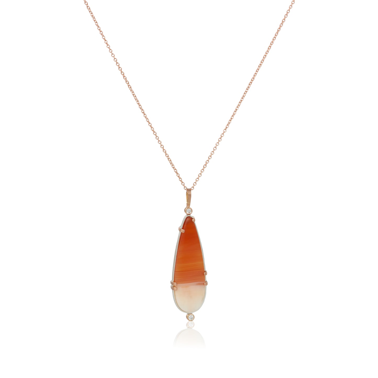 Rose gold carnelian and diamond necklace with rose gold chain by Karin Jacobson