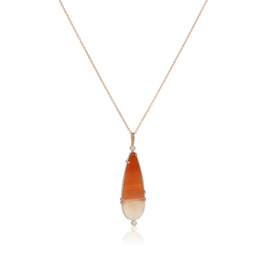 Rose gold carnelian and diamond necklace with rose gold chain by Karin Jacobson