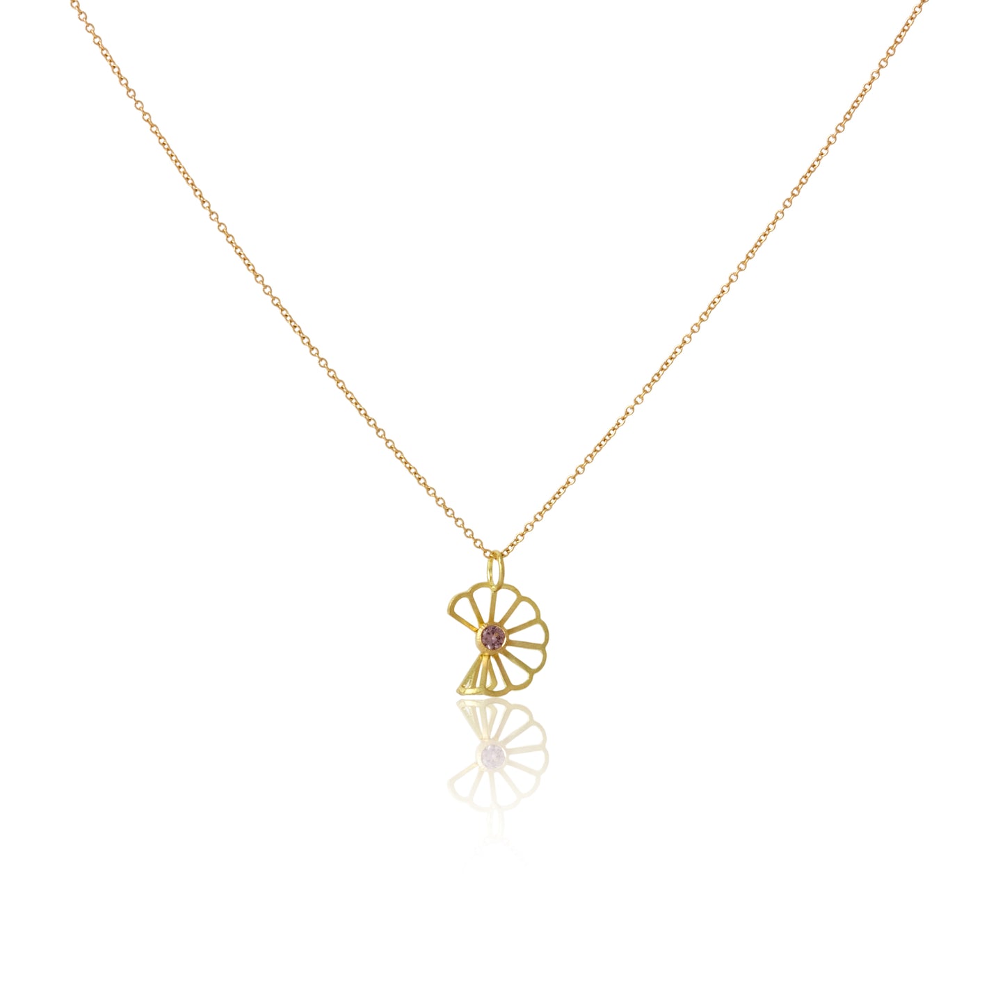 Petite Cloud Fold Necklace in 18k Yellow Gold with Malaya Garnet