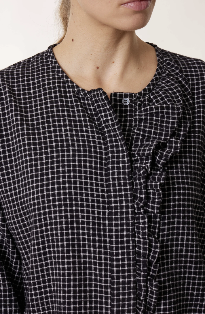 Colina Check Blouse Black