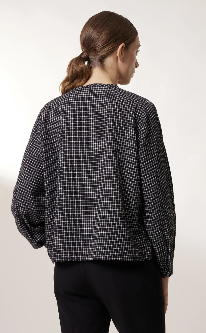 Colina Check Blouse Black