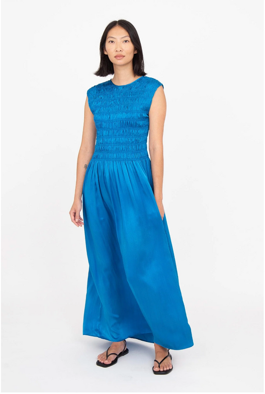 Aliya Smocked Dress Vibrant Blue