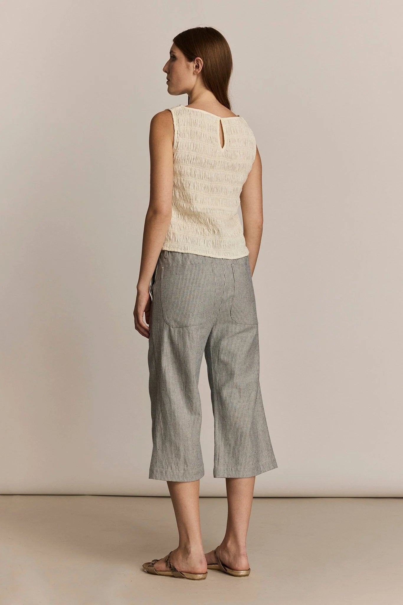 Moore Smocked Top Ivory Jacquard