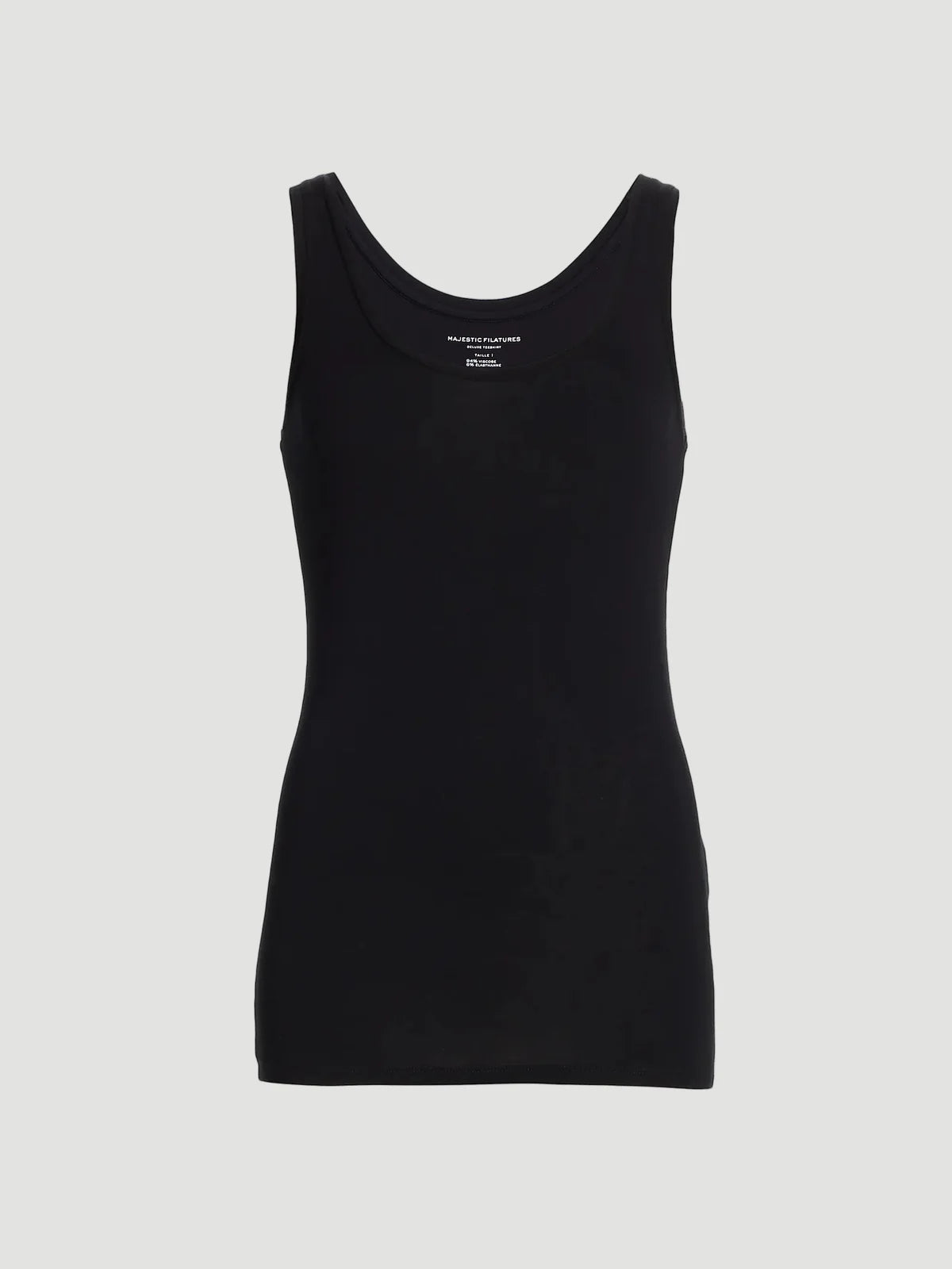 Black tank top on a light gray background