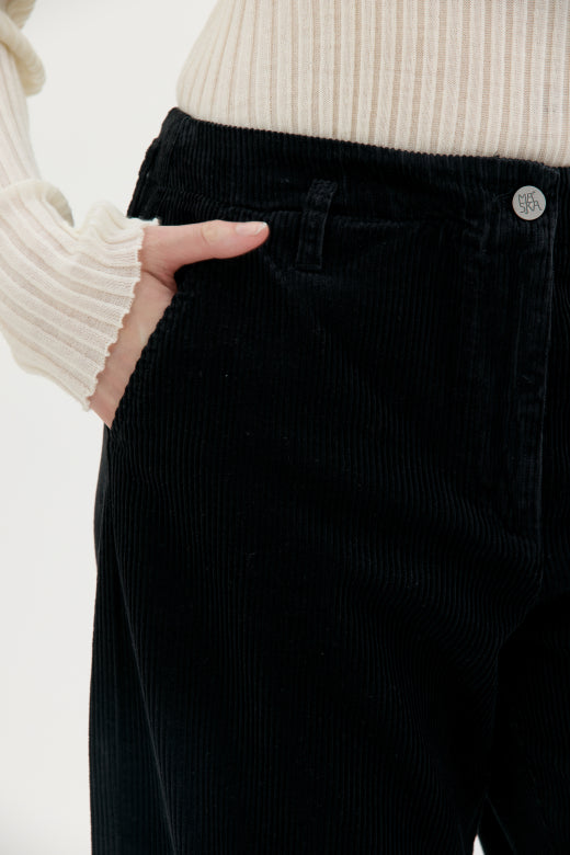 Lail Organic Cotton Corduroy Pants Black