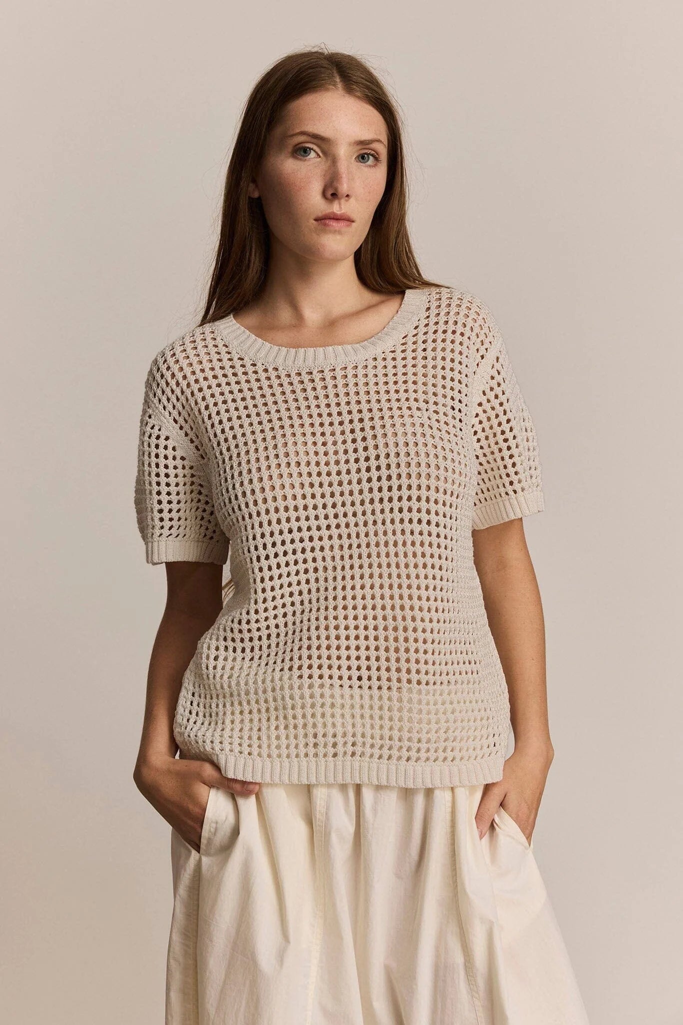 Jacob Mesh Tee Ivory