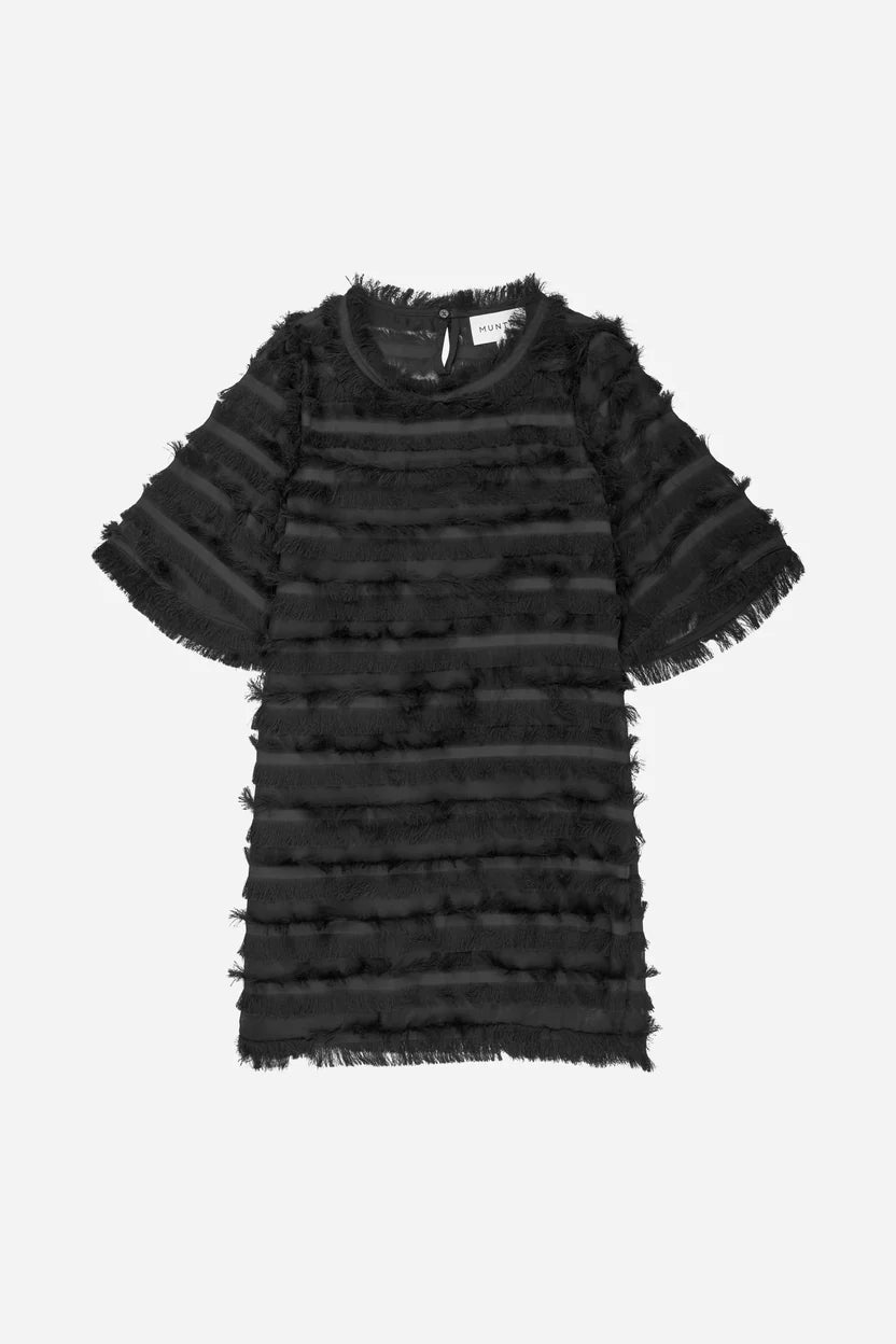 Black textured dress on a white background