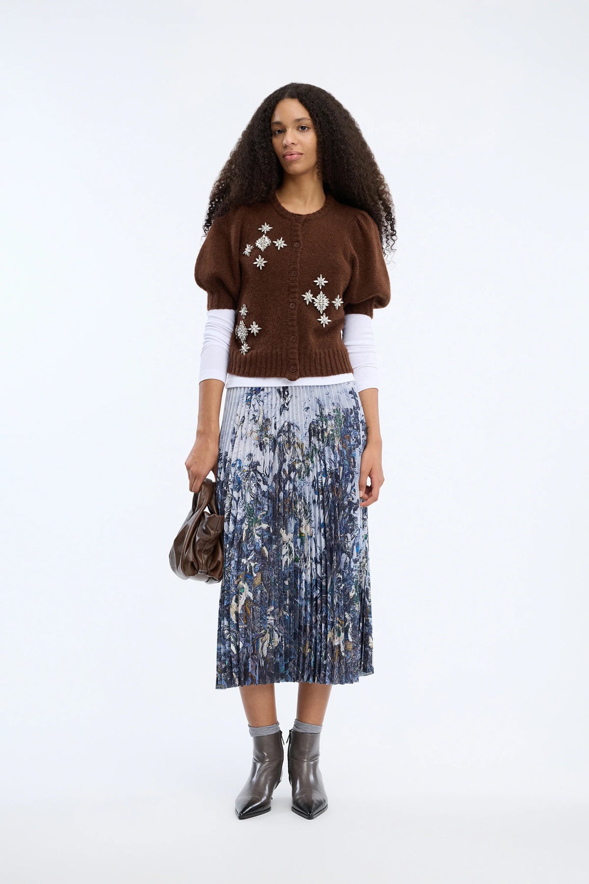 Charming Fine Pleat Print Skirt