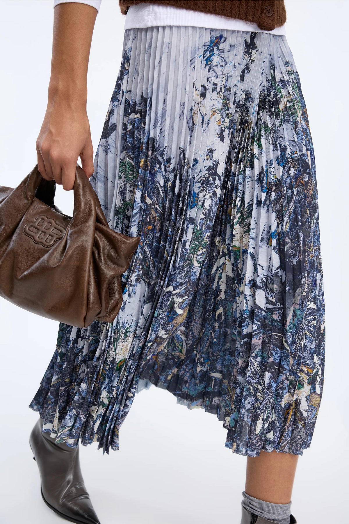Charming Fine Pleat Print Skirt