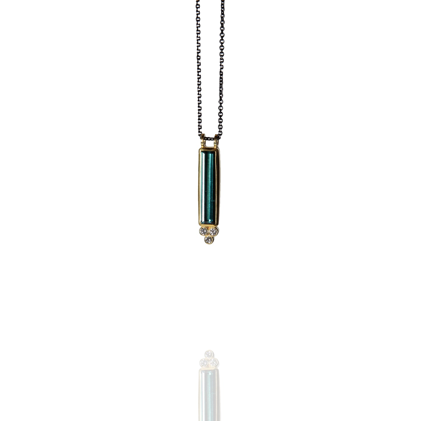 Tourmaline and Diamond Rectangle Pendant